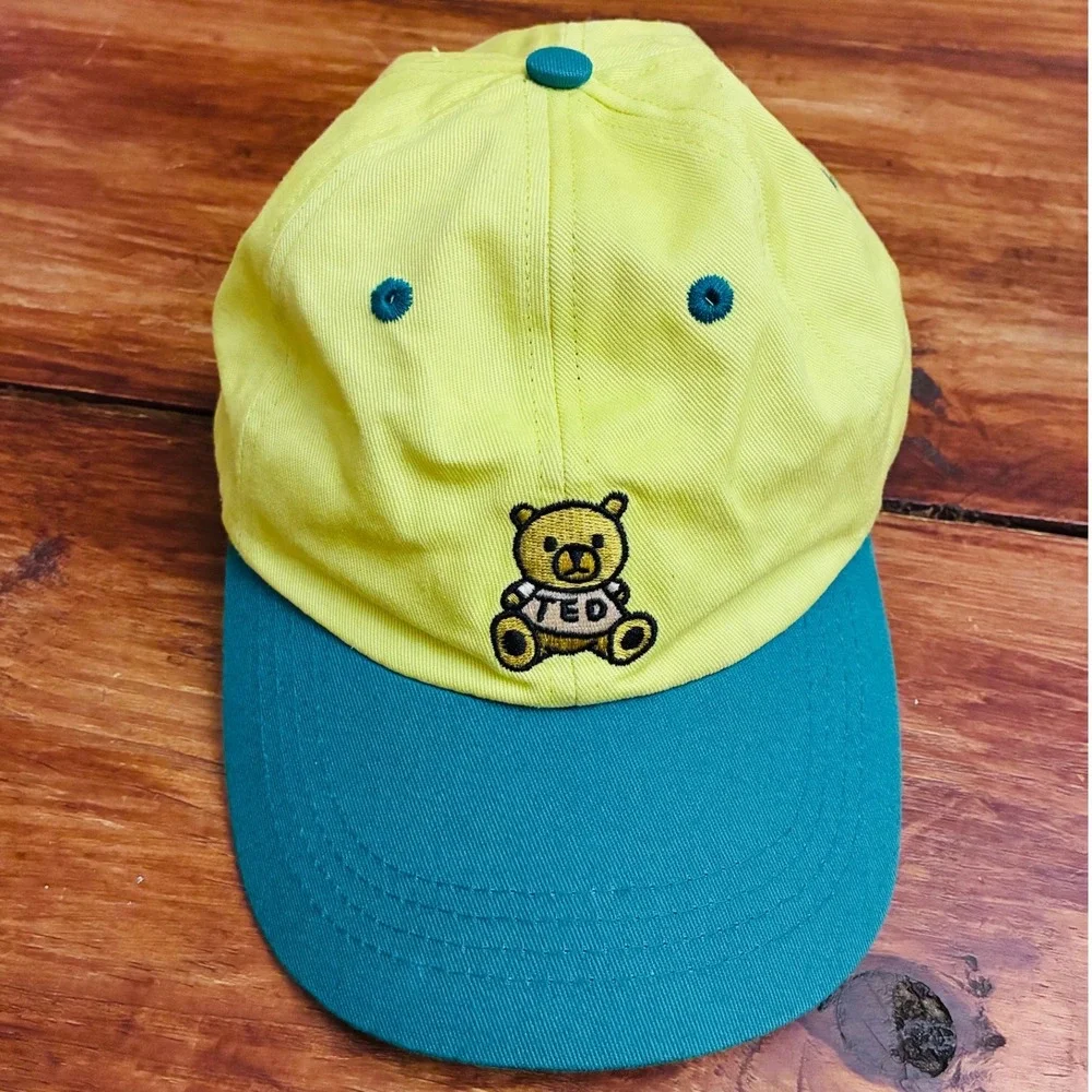 Teddy‎ Fresh Teddy Bear Embroidered Baseball Cap Yellow Teal Adjustable Strap